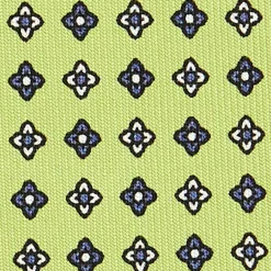 CRAVATTA SARTORIALE CLASSICA IN SETA VERDE CHIARO Microfantasia fiore