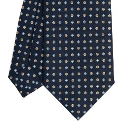 CRAVATTA SARTORIALE CLASSICA IN SETA BLU SCURO Microfantasia fiore