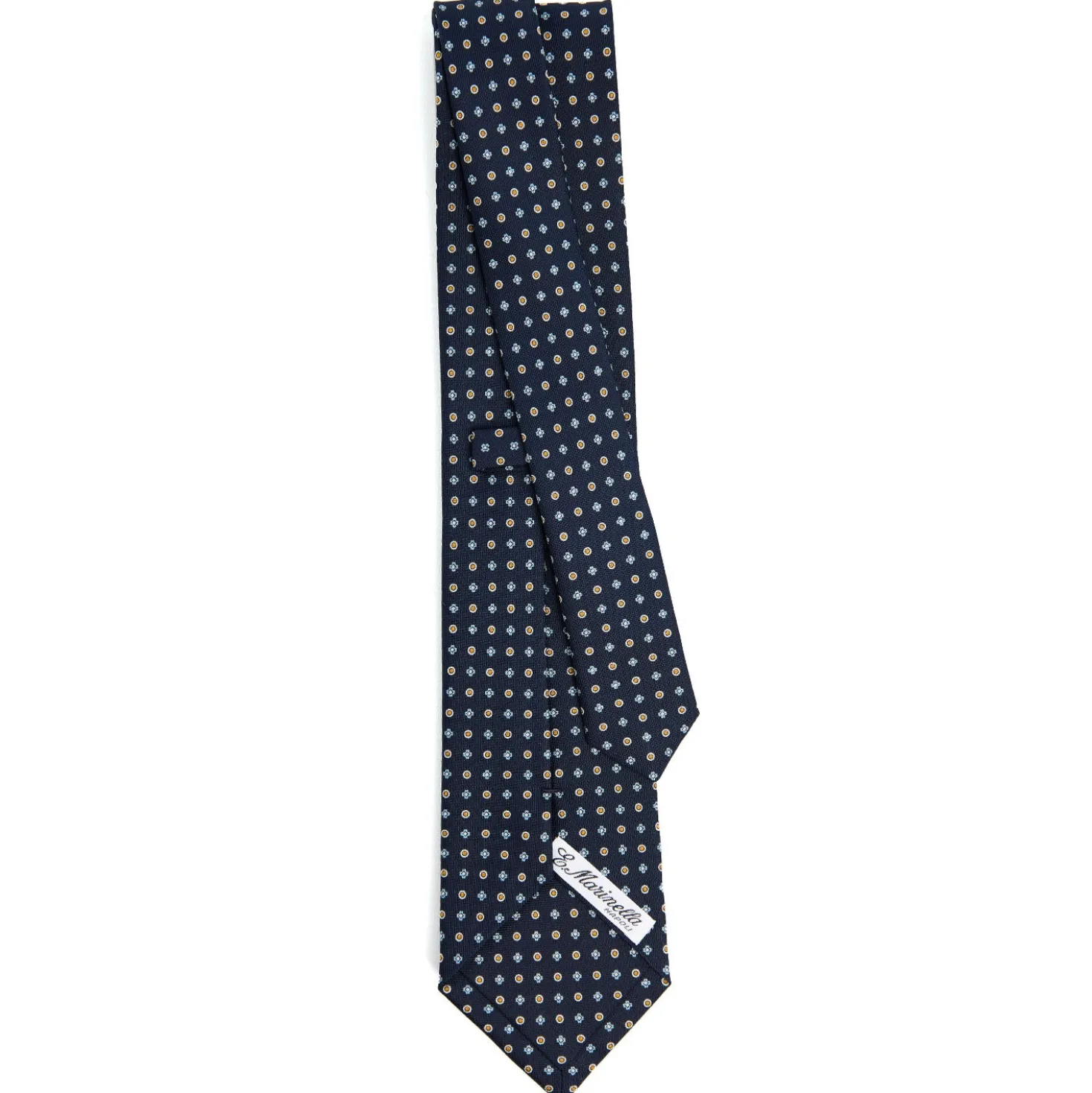 CRAVATTA SARTORIALE CLASSICA IN SETA BLU SCURO Microfantasia fiore