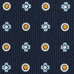 CRAVATTA SARTORIALE CLASSICA IN SETA BLU SCURO Microfantasia fiore