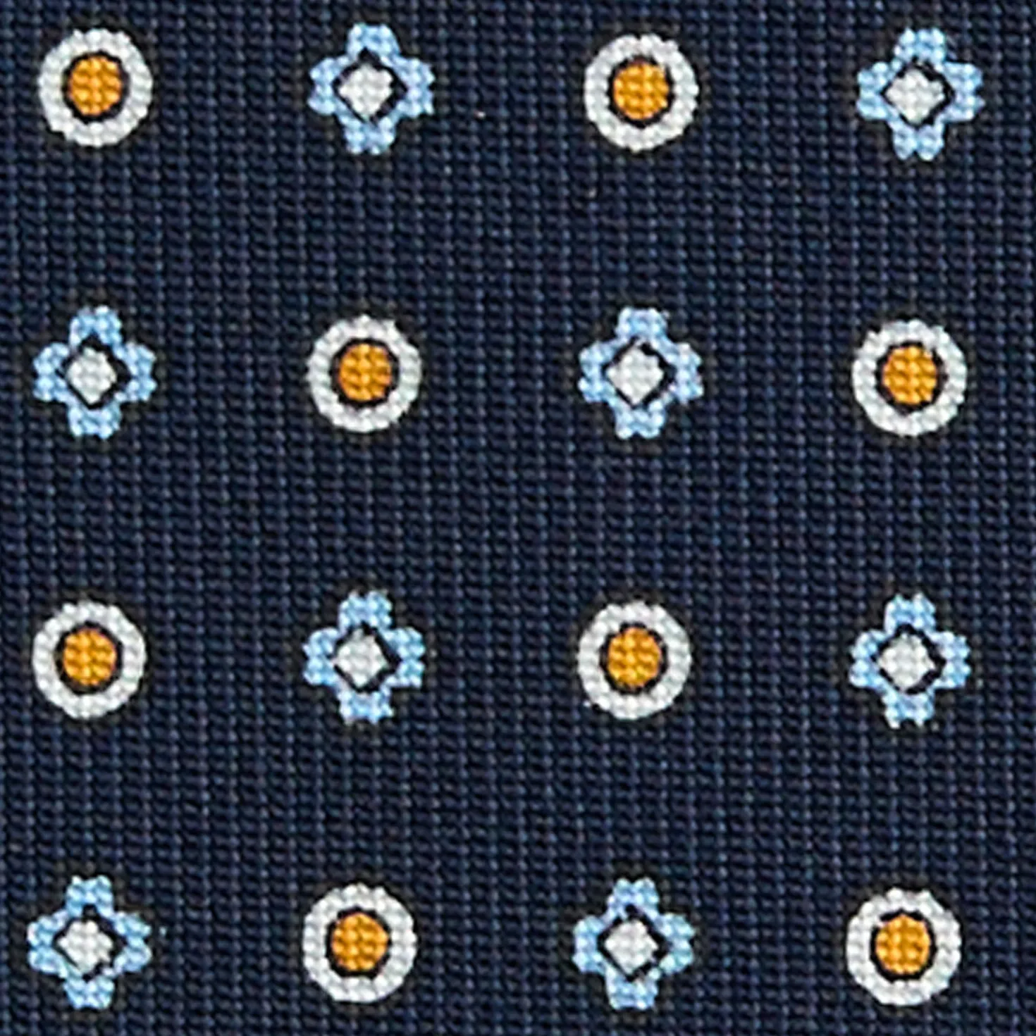 CRAVATTA SARTORIALE CLASSICA IN SETA BLU SCURO Microfantasia fiore