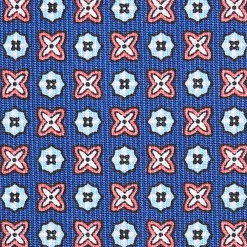 CRAVATTA SARTORIALE CLASSICA IN SETA BLU Microfantasia fiore