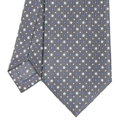 CRAVATTA SARTORIALE CLASSICA IN SETA GRIGIO SCURO Microfantasia fiore
