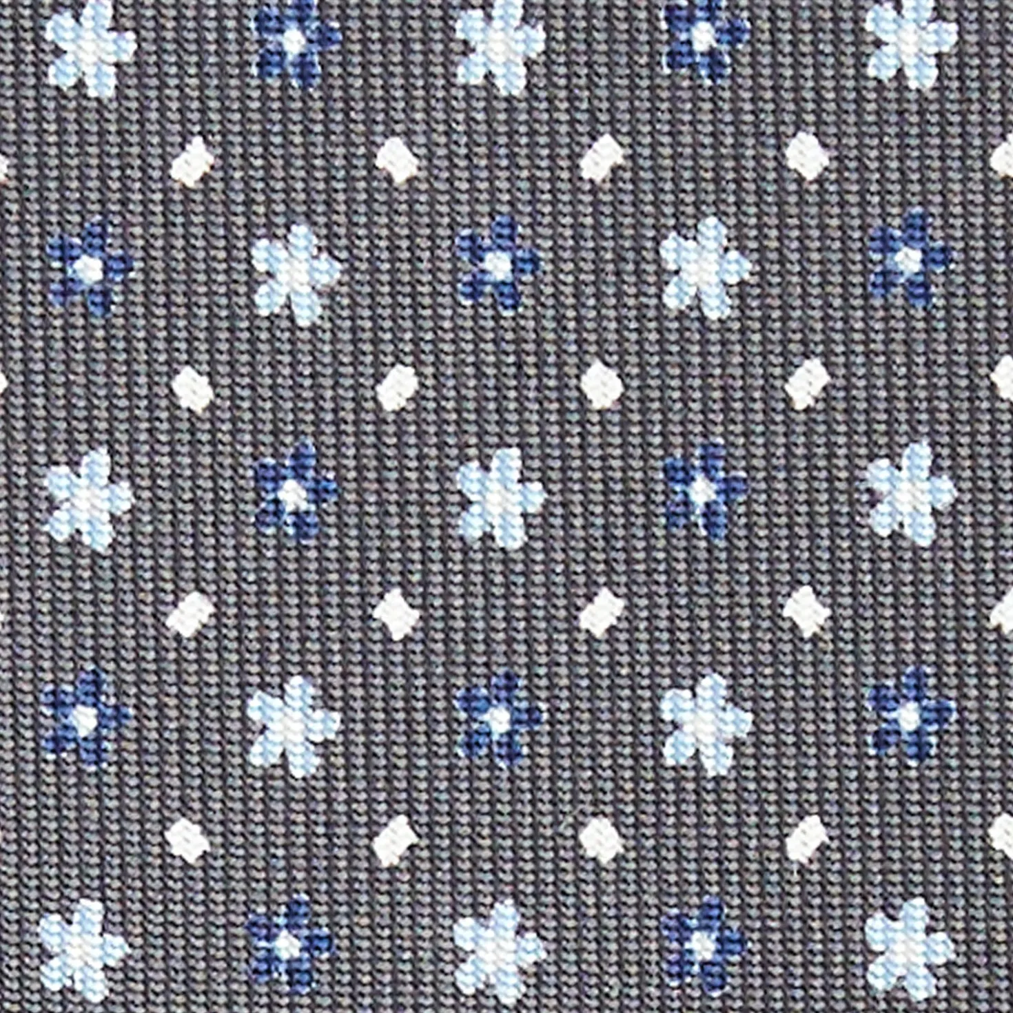 CRAVATTA SARTORIALE CLASSICA IN SETA GRIGIO SCURO Microfantasia fiore