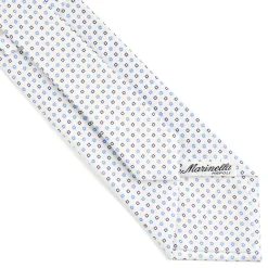 CRAVATTA SARTORIALE CLASSICA IN SETA BIANCA Microfantasia fiore