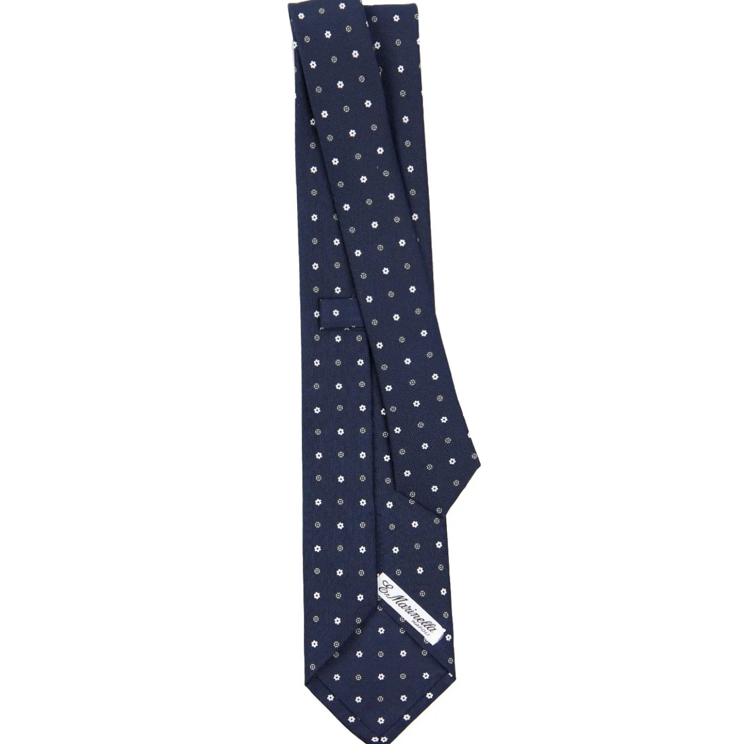 CRAVATTA SARTORIALE CLASSICA IN SETA BLU SCURO Microfantasia fiore
