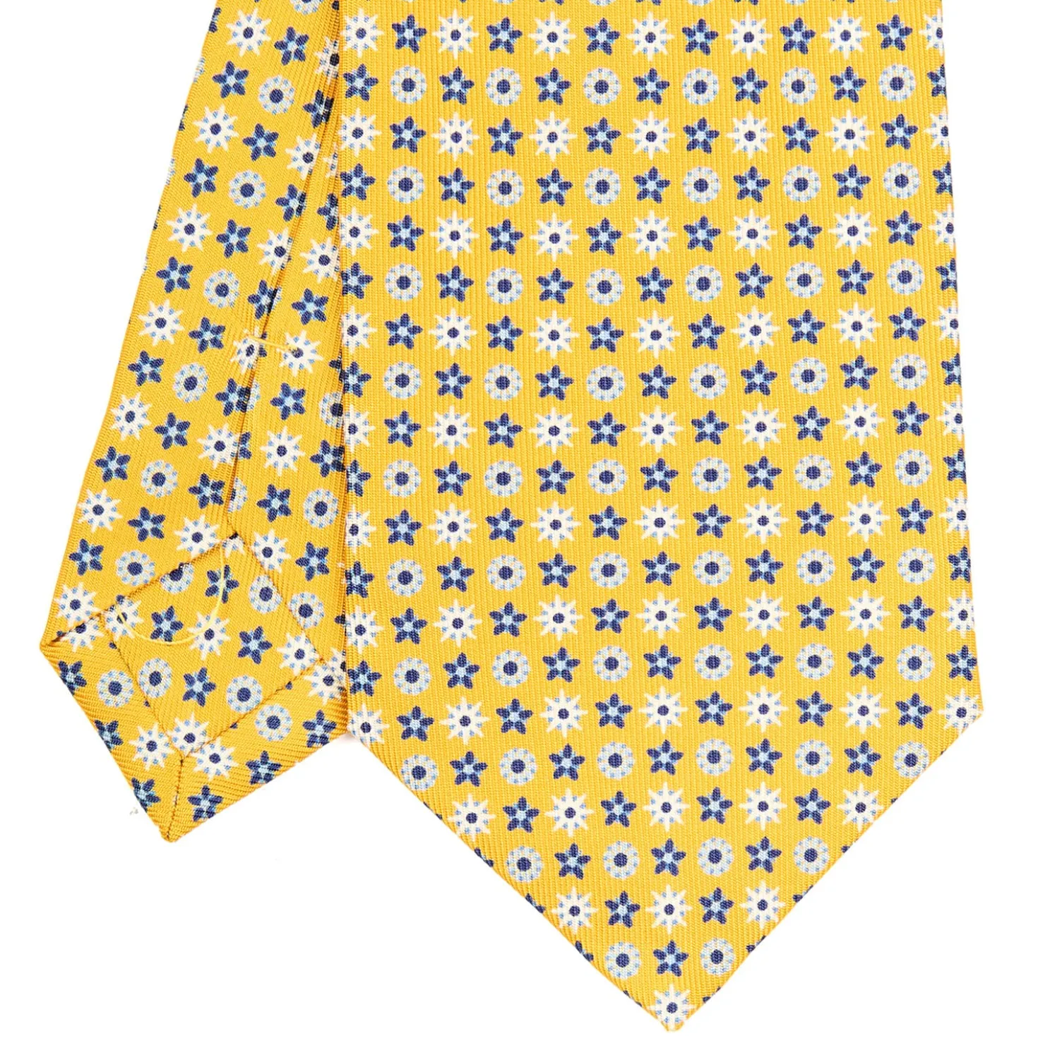 CRAVATTA SARTORIALE CLASSICA IN SETA GIALLA Microfantasia fiore
