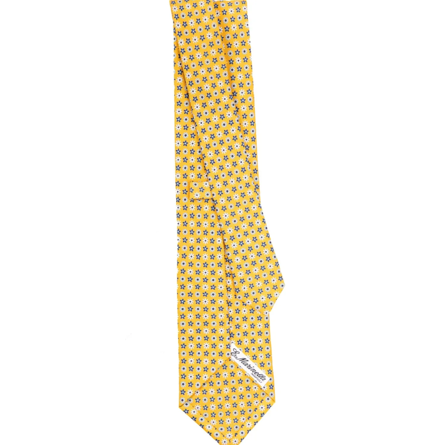 CRAVATTA SARTORIALE CLASSICA IN SETA GIALLA Microfantasia fiore