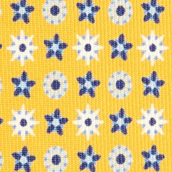 CRAVATTA SARTORIALE CLASSICA IN SETA GIALLA Microfantasia fiore