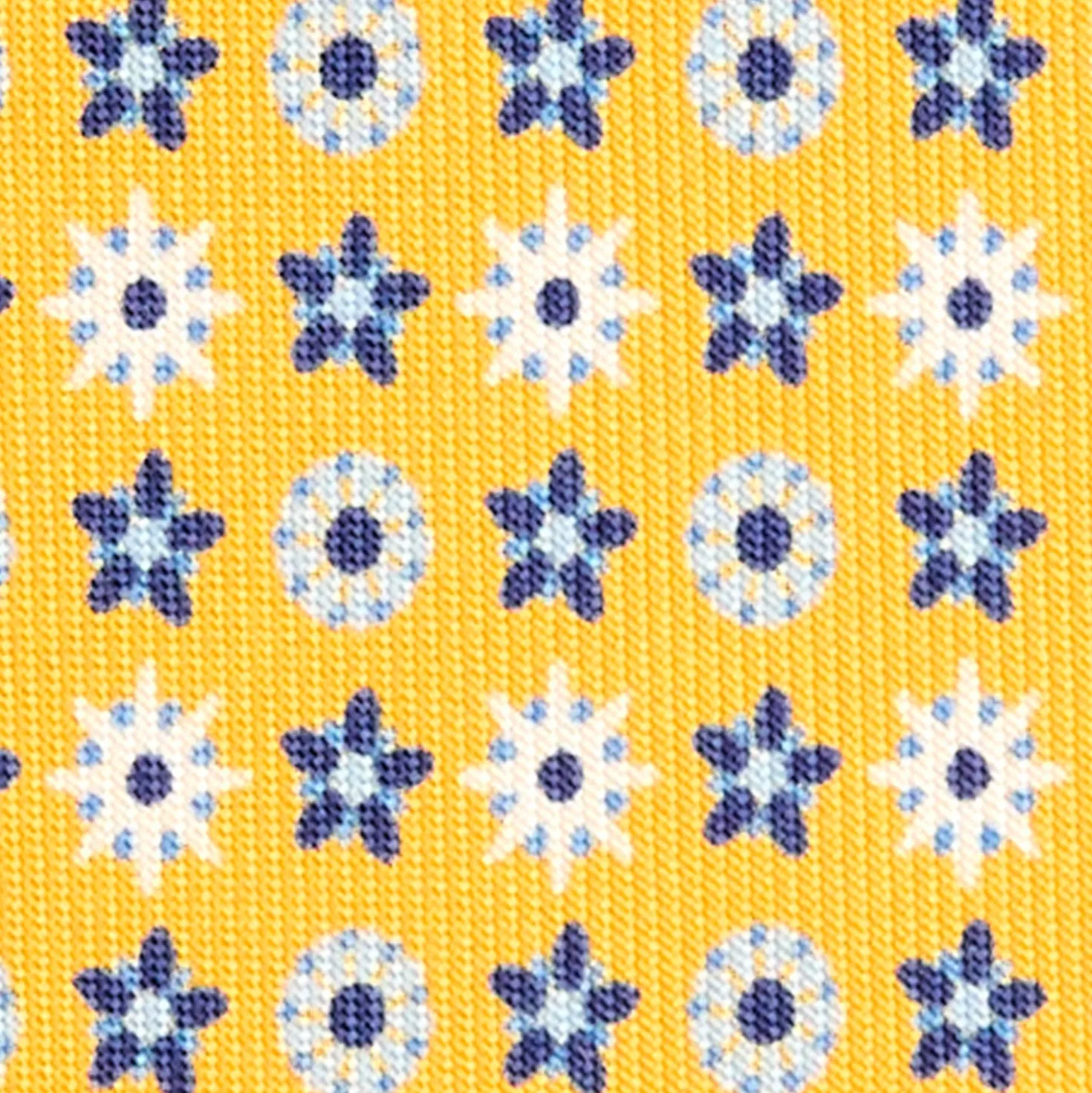 CRAVATTA SARTORIALE CLASSICA IN SETA GIALLA Microfantasia fiore