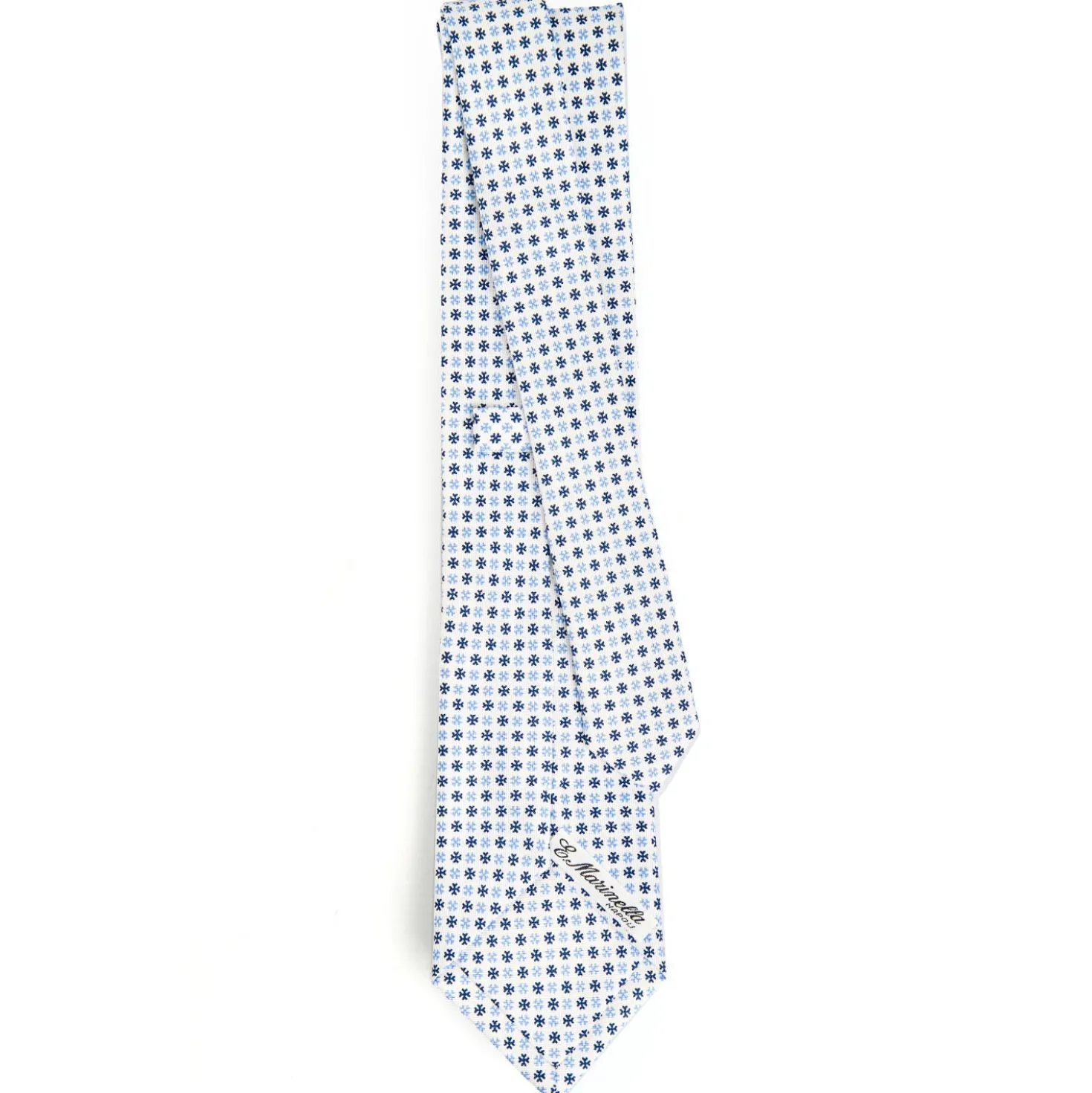 CRAVATTA SARTORIALE CLASSICA IN SETA BIANCA Microfantasia fiore