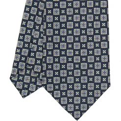 CRAVATTA SARTORIALE CLASSICA IN SETA BLU SCURO Microfantasia fiore