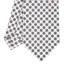 CRAVATTA SARTORIALE CLASSICA IN SETA BIANCA Microfantasia fiore