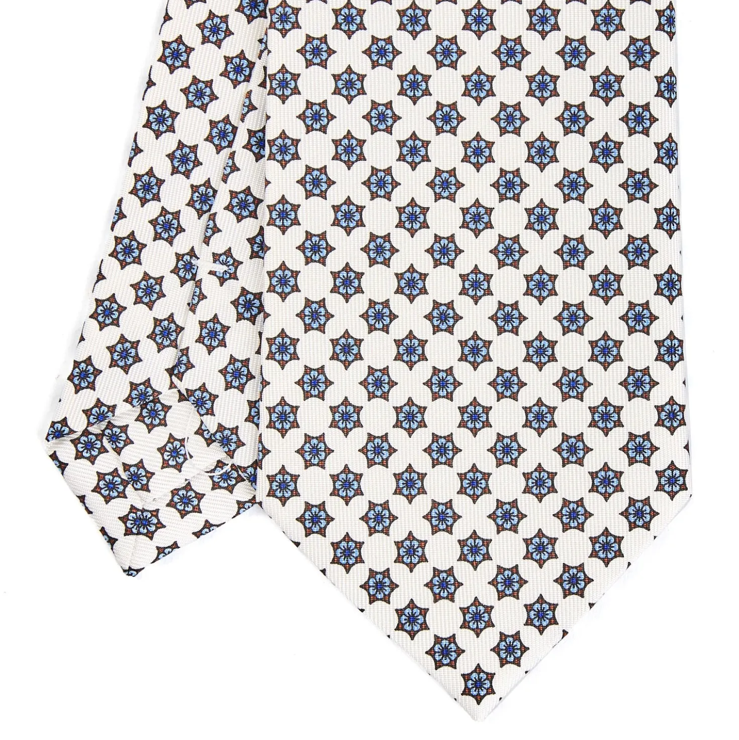 CRAVATTA SARTORIALE CLASSICA IN SETA BIANCA Microfantasia fiore