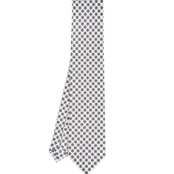 CRAVATTA SARTORIALE CLASSICA IN SETA BIANCA Microfantasia fiore