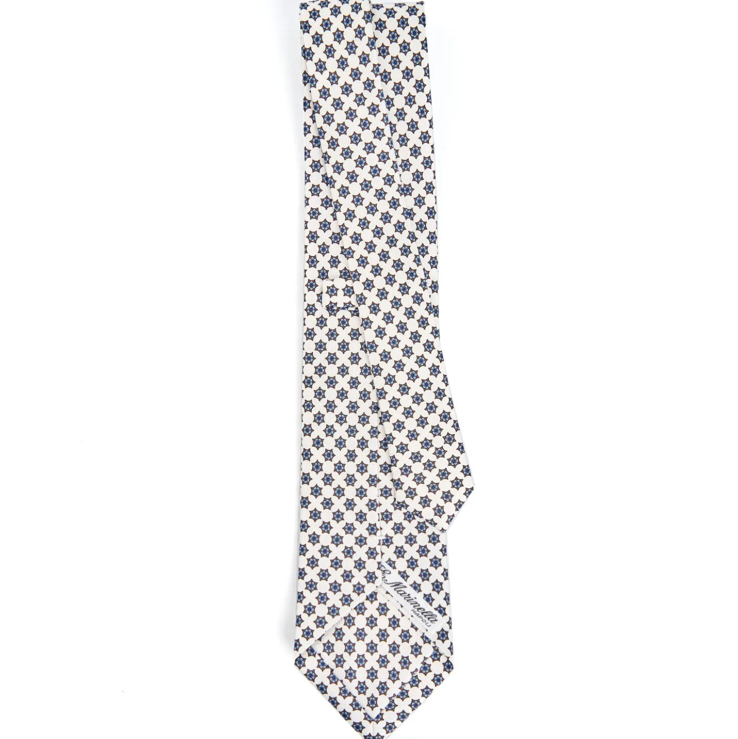 CRAVATTA SARTORIALE CLASSICA IN SETA BIANCA Microfantasia fiore