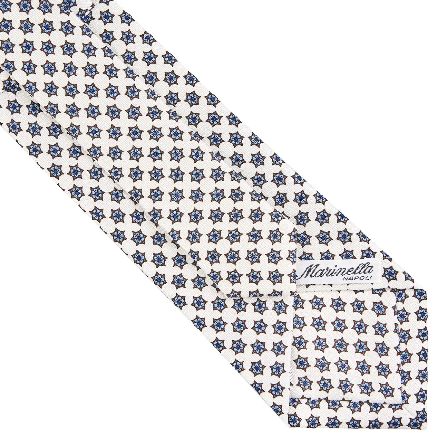 CRAVATTA SARTORIALE CLASSICA IN SETA BIANCA Microfantasia fiore