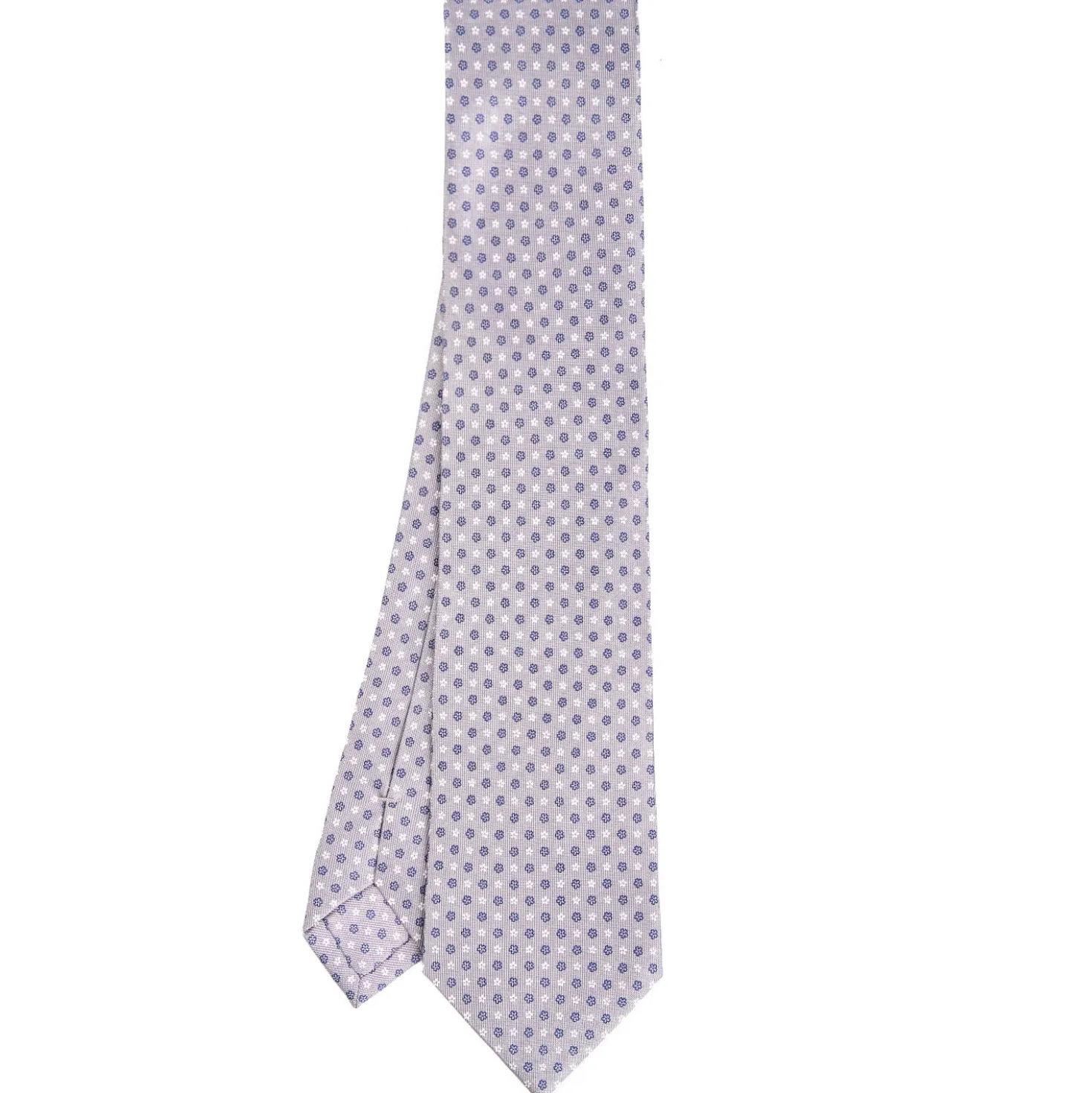 CRAVATTA SARTORIALE CLASSICA IN SETA GRIGIO CHIARO Microfantasia fiore