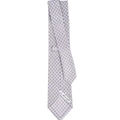 CRAVATTA SARTORIALE CLASSICA IN SETA GRIGIO CHIARO Microfantasia fiore