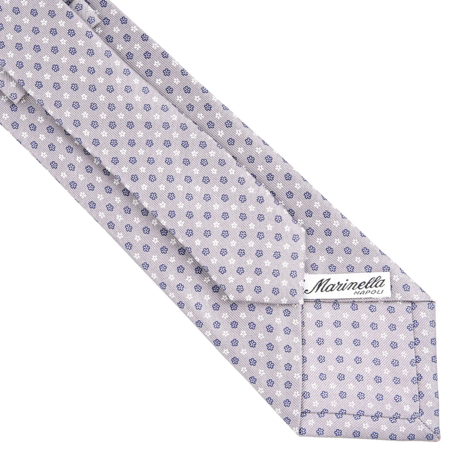 CRAVATTA SARTORIALE CLASSICA IN SETA GRIGIO CHIARO Microfantasia fiore