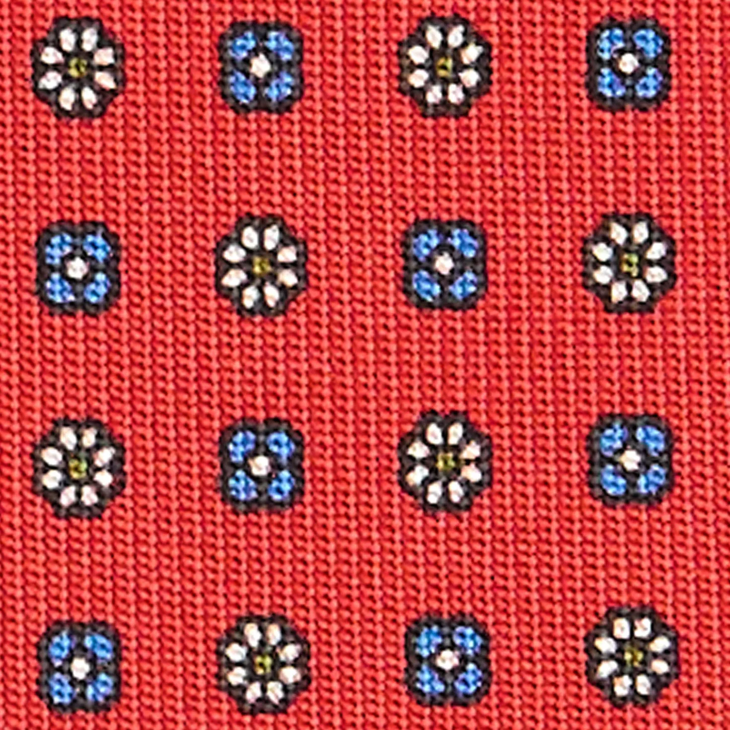 CRAVATTA SARTORIALE CLASSICA IN SETA ROSSA Microfantasia fiore