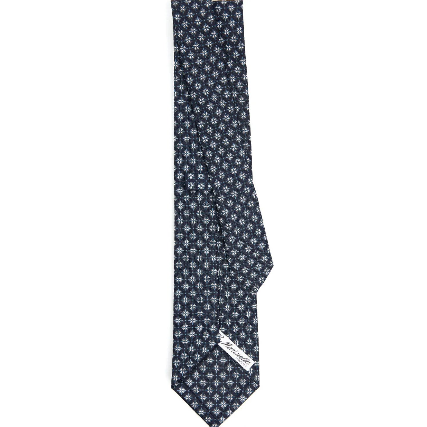 CRAVATTA SARTORIALE CLASSICA IN SETA BLU SCURO Microfantasia fiore