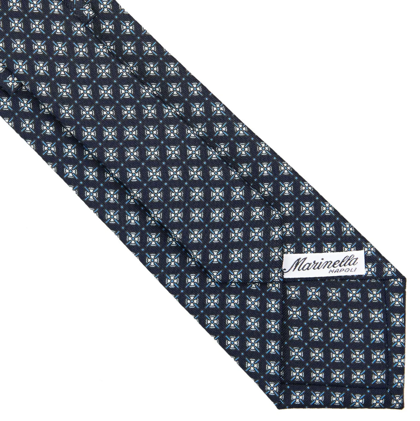 CRAVATTA SARTORIALE CLASSICA IN SETA BLU SCURO Microfantasia fiore