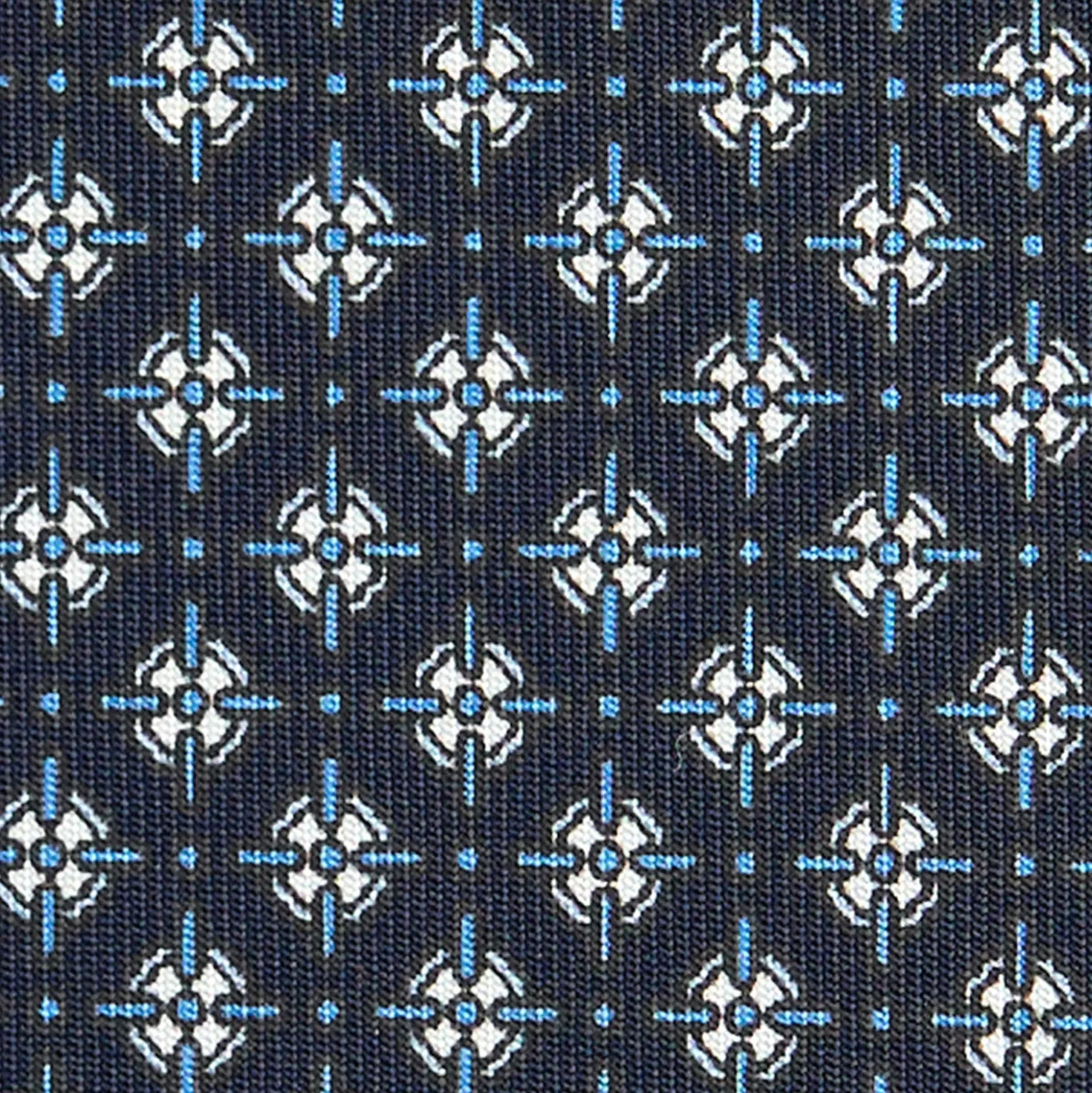 CRAVATTA SARTORIALE CLASSICA IN SETA BLU SCURO Microfantasia fiore