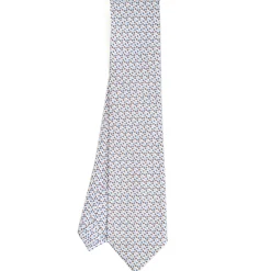 CRAVATTA SARTORIALE CLASSICA IN SETA BIANCO Microfantasia fiore