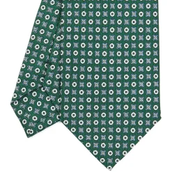 CRAVATTA SARTORIALE CLASSICA IN SETA VERDE SCURO Microfantasia fiore