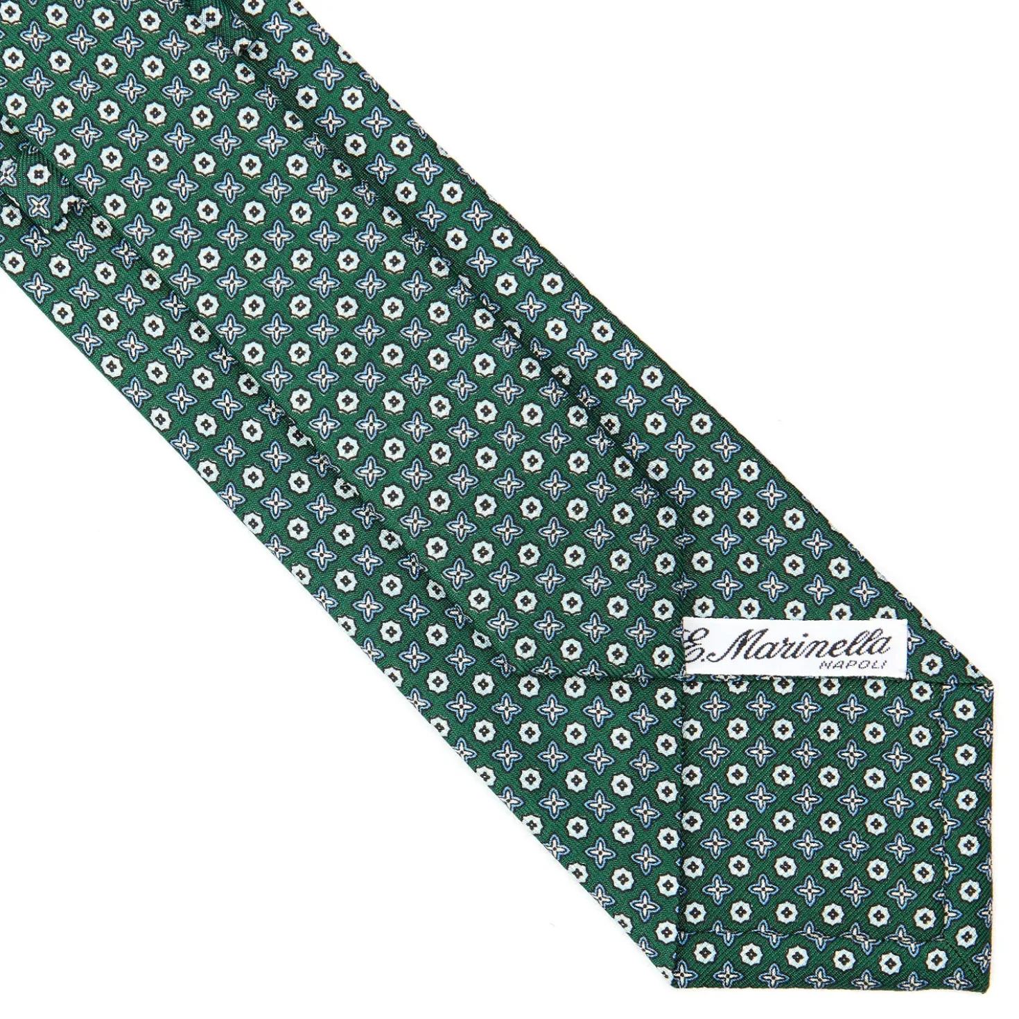 CRAVATTA SARTORIALE CLASSICA IN SETA VERDE SCURO Microfantasia fiore