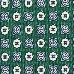 CRAVATTA SARTORIALE CLASSICA IN SETA VERDE SCURO Microfantasia fiore