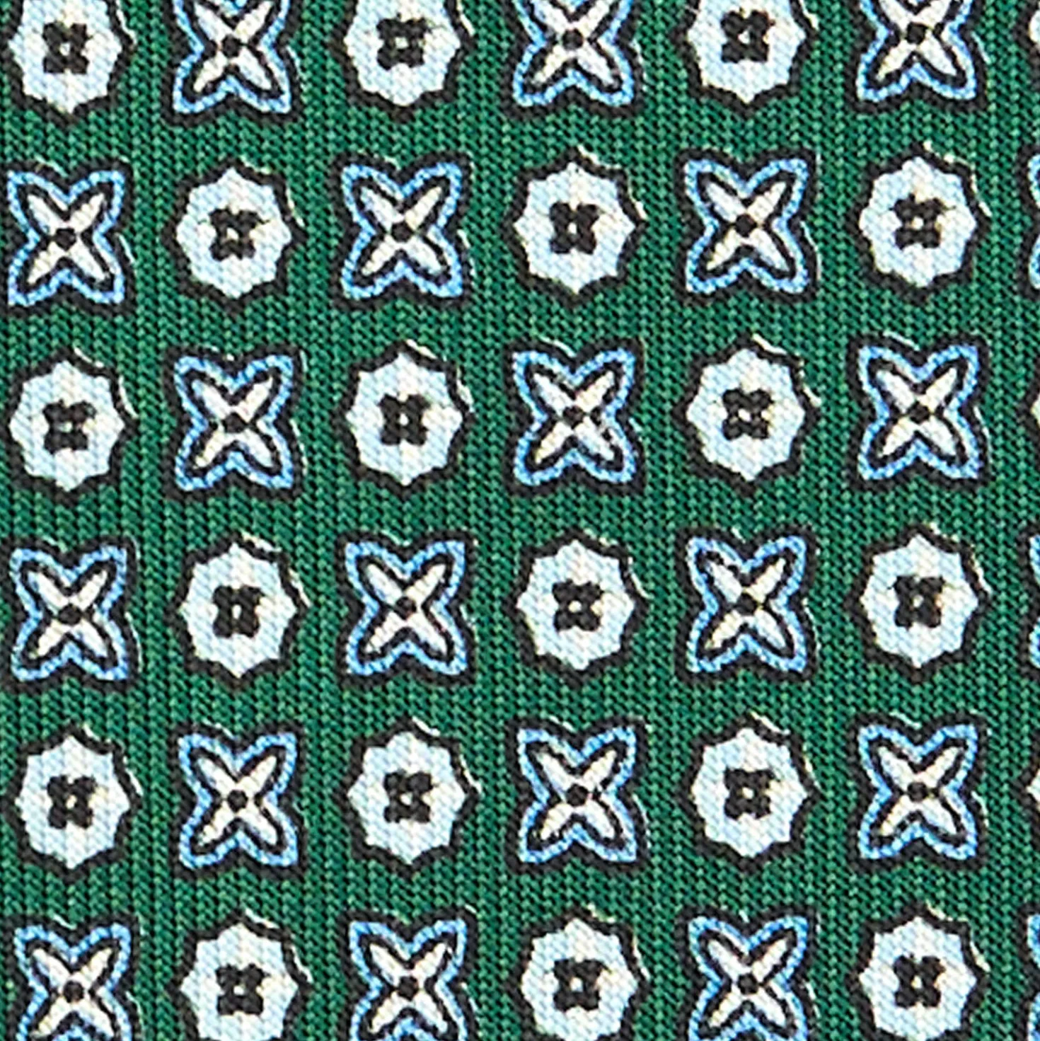 CRAVATTA SARTORIALE CLASSICA IN SETA VERDE SCURO Microfantasia fiore