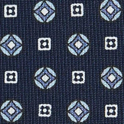 CRAVATTA SARTORIALE CLASSICA IN SETA BLU SCURO Microfantasia fiore