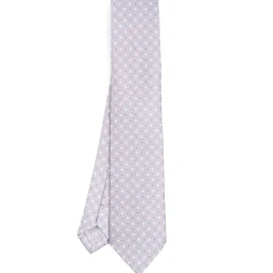 CRAVATTA SARTORIALE CLASSICA IN SETA GRIGIO CHIARO Microfantasia fiore