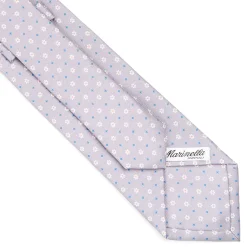 CRAVATTA SARTORIALE CLASSICA IN SETA GRIGIO CHIARO Microfantasia fiore
