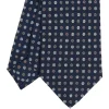 CRAVATTA SARTORIALE CLASSICA IN SETA BLU SCURO Microfantasia fiore