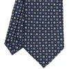 CRAVATTA SARTORIALE CLASSICA IN SETA BLU SCURO Microfantasia fiore