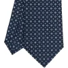 CRAVATTA SARTORIALE CLASSICA IN SETA BLU SCURO Microfantasia fiore