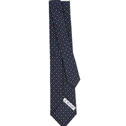 CRAVATTA SARTORIALE CLASSICA IN SETA BLU SCURO Microfantasia fiore