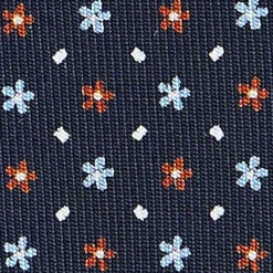 CRAVATTA SARTORIALE CLASSICA IN SETA BLU SCURO Microfantasia fiore