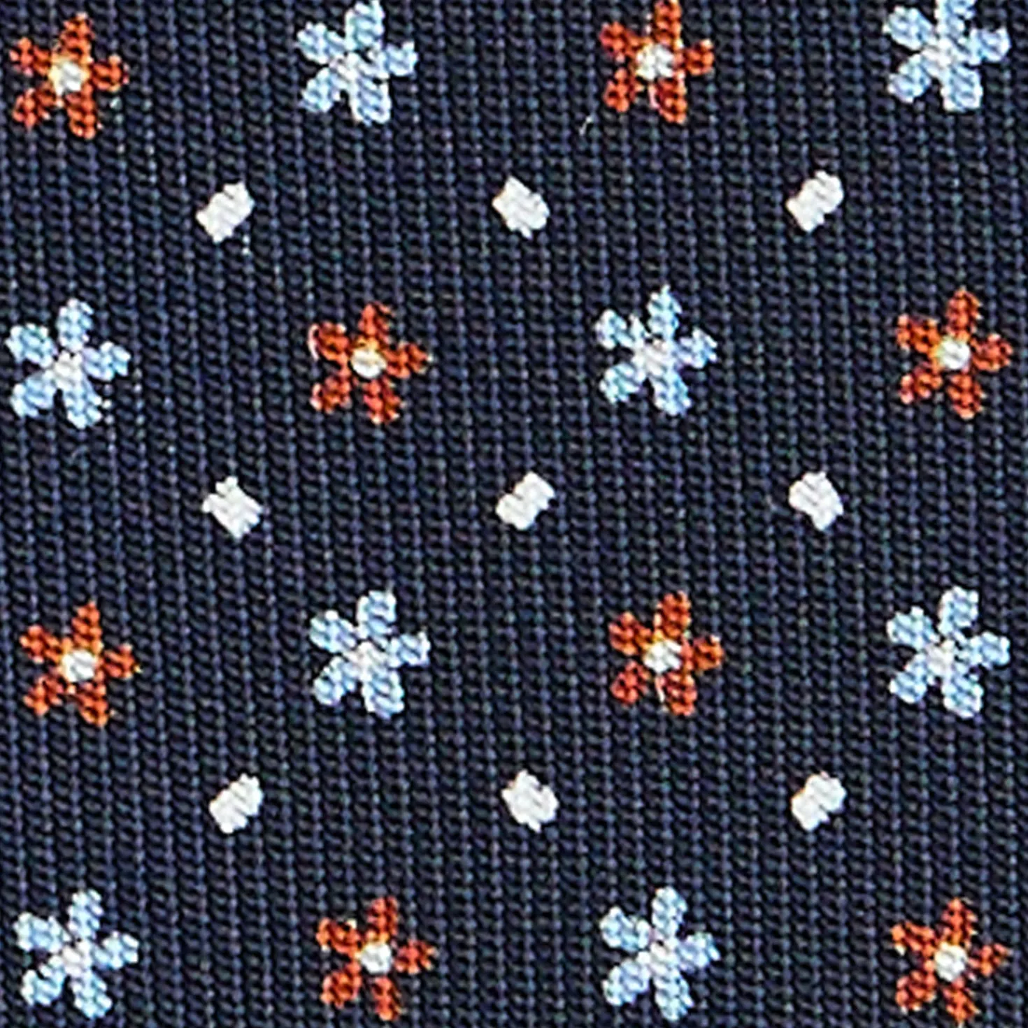 CRAVATTA SARTORIALE CLASSICA IN SETA BLU SCURO Microfantasia fiore