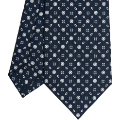 CRAVATTA SARTORIALE CLASSICA IN SETA BLU SCURO Microfantasia fiore