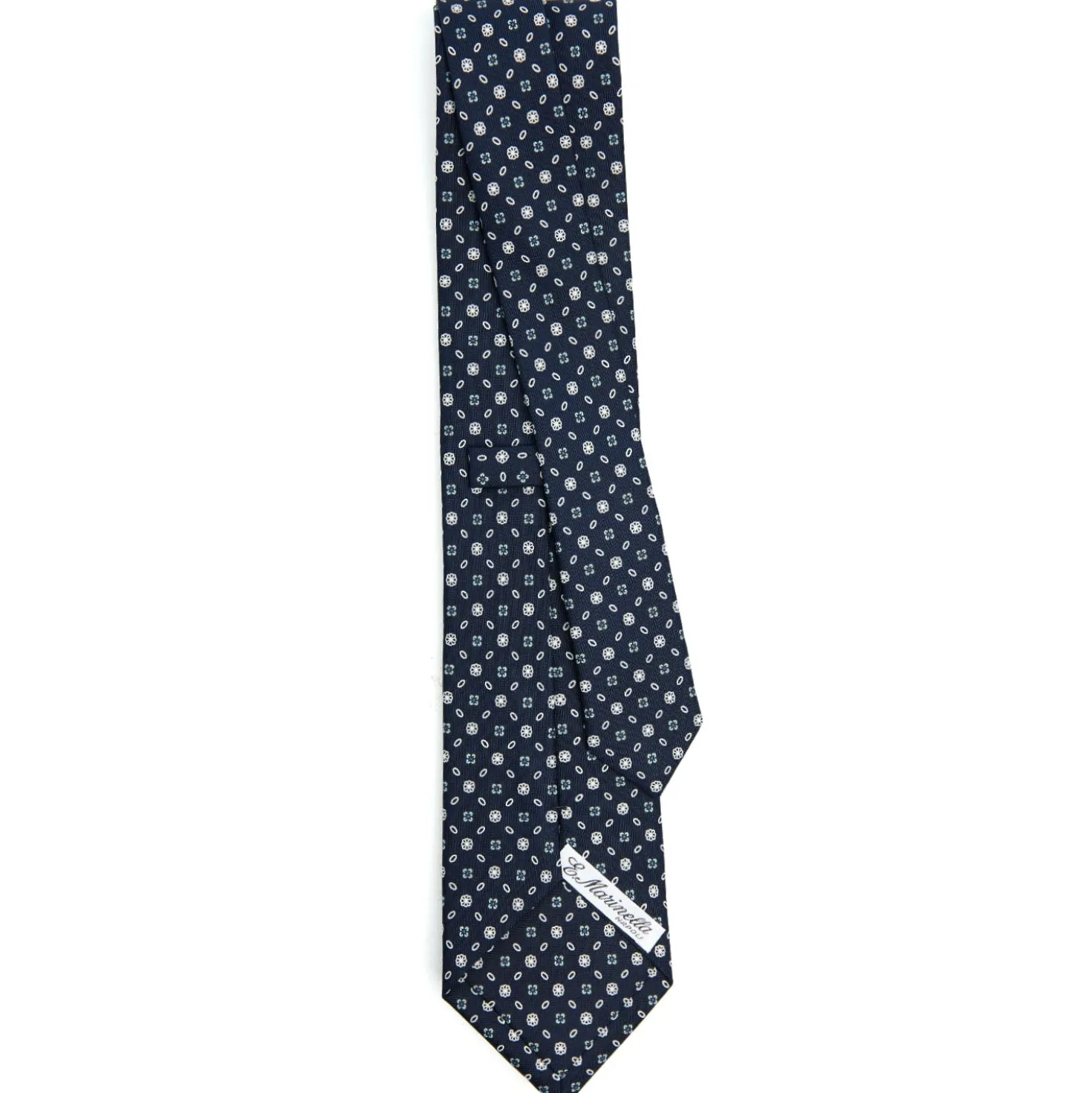 CRAVATTA SARTORIALE CLASSICA IN SETA BLU SCURO Microfantasia fiore