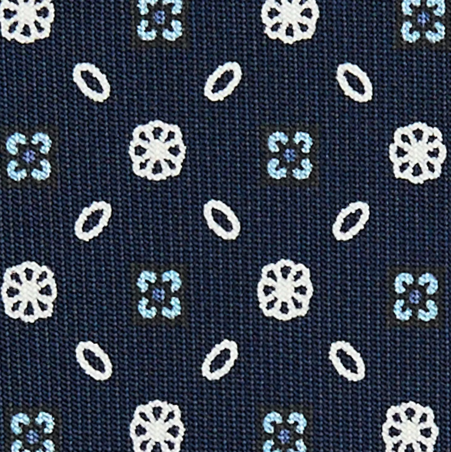 CRAVATTA SARTORIALE CLASSICA IN SETA BLU SCURO Microfantasia fiore