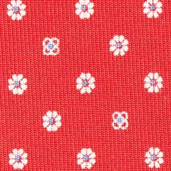CRAVATTA SARTORIALE CLASSICA IN SETA ROSSA Microfantasia fiore