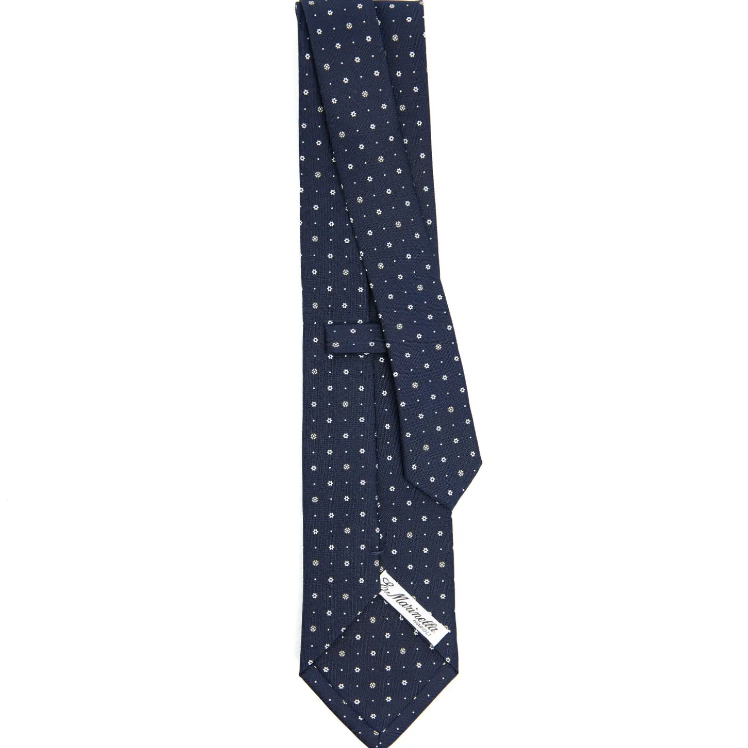 CRAVATTA SARTORIALE CLASSICA IN SETA BLU SCURO Microfantasia fiore