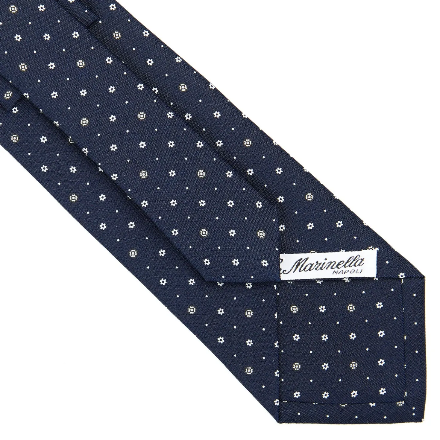 CRAVATTA SARTORIALE CLASSICA IN SETA BLU SCURO Microfantasia fiore