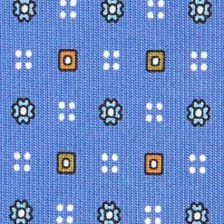 CRAVATTA SARTORIALE CLASSICA IN SETA AZZURRO POLVERE Microfantasia fiore