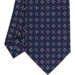 CRAVATTA SARTORIALE CLASSICA IN SETA BLU SCURO Microfantasia fiore